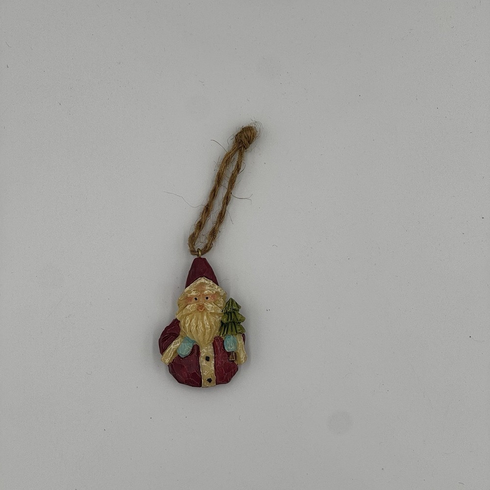 Resin Santa Feather Tree Mini Christmas Ornament 2"